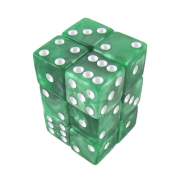 KOP12184 Green Marblized Dice with White Pips D6 16mm (5/8in) Pack of 12 (ONLINE ORDER ONLY)