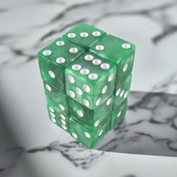 KOP12184 Green Marblized Dice with White Pips D6 16mm (5/8in) Pack of 12 (ONLINE ORDER ONLY)