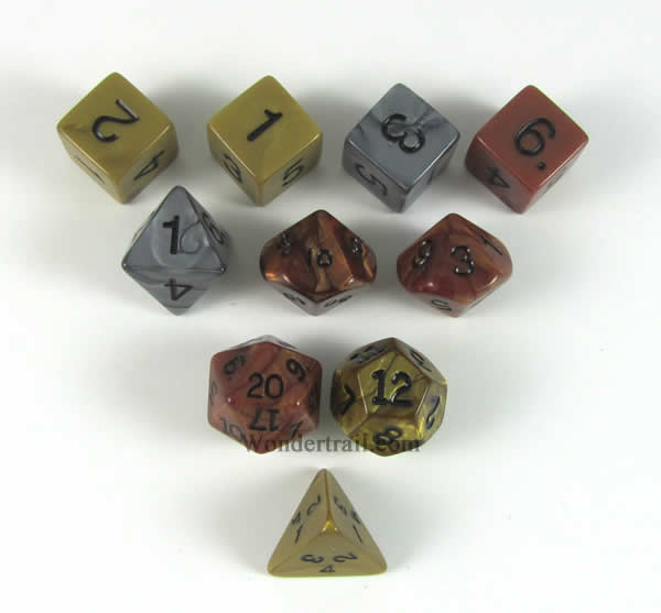 KOP12248 Assorted Olympic Dice Black Numbers 16mm (5/8in) Set of 10 (ONLINE ORDER ONLY)