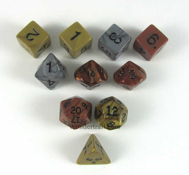 KOP12248 Assorted Olympic Dice Black Numbers 16mm (5/8in) Set of 10 (ONLINE ORDER ONLY)