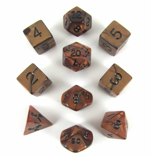 KOP12251 Bronze Olympic Dice with Black Numbers 16mm (5/8in) Set of 10 (ONLINE ORDER ONLY)
