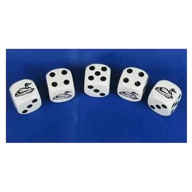 KOP12268 Loon Dice Game White Dice with Black Pips D6 16mm (5/8in) (ONLINE ORDER ONLY)