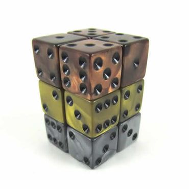 KOP12352 Assorted Olympic Dice with Black Pips D6 16mm (5/8in) Set of 12 (ONLINE ORDER ONLY)