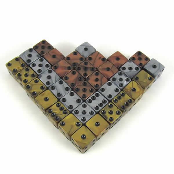 KOP12365 Assorted Olympic Dice with Black Pips D6 12mm (1/2in) Set of 36 (ONLINE ORDER ONLY)