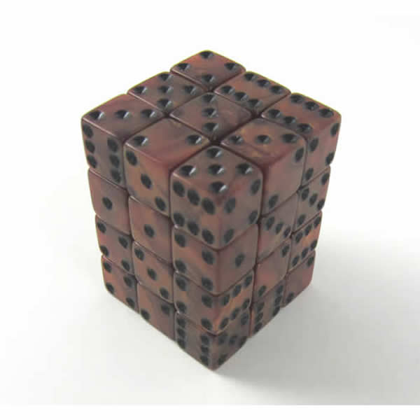 KOP12368 Bronze Olympic Dice with Black Pips D6 12mm (1/2in) Set of 36 (ONLINE ORDER ONLY)