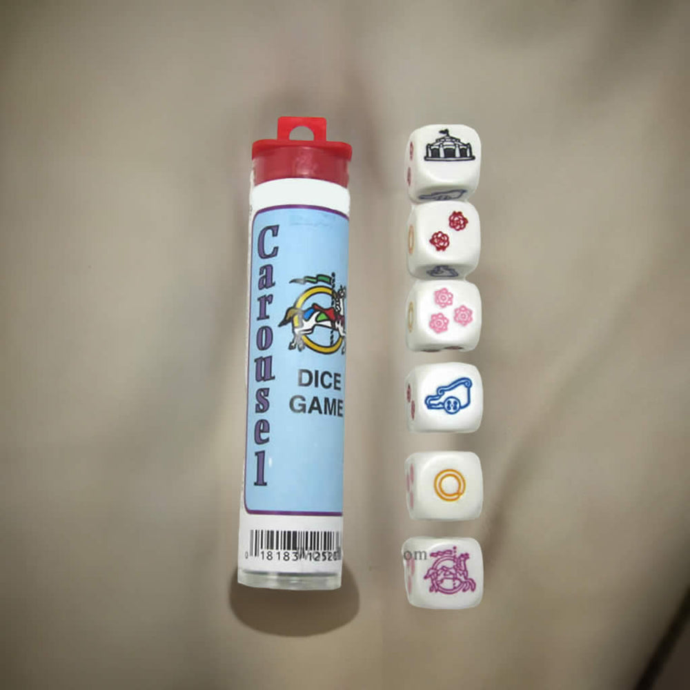 KOP12523 Carousel  Dice Game White Opaque D6 18mm (23/32in) (ONLINE ORDER ONLY)