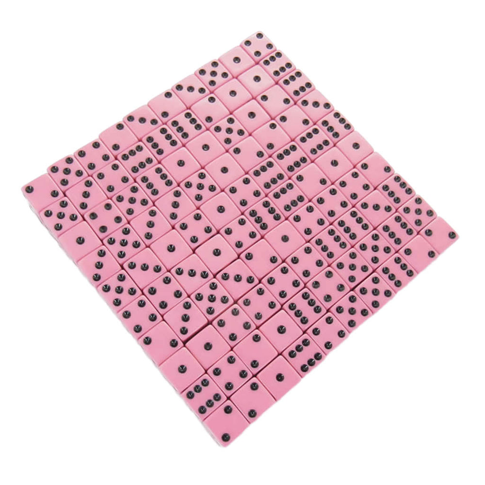 KOP12634 Pink Opaque Dice Black Pips D6 16mm (5/8in) Bulk Pack of 200 (ONLINE ORDER ONLY)