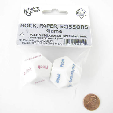 KOP12715 Rock Paper Scissors Dice Game D12 31mm (1.25in) Pack of 2 (ONLINE ORDER ONLY)