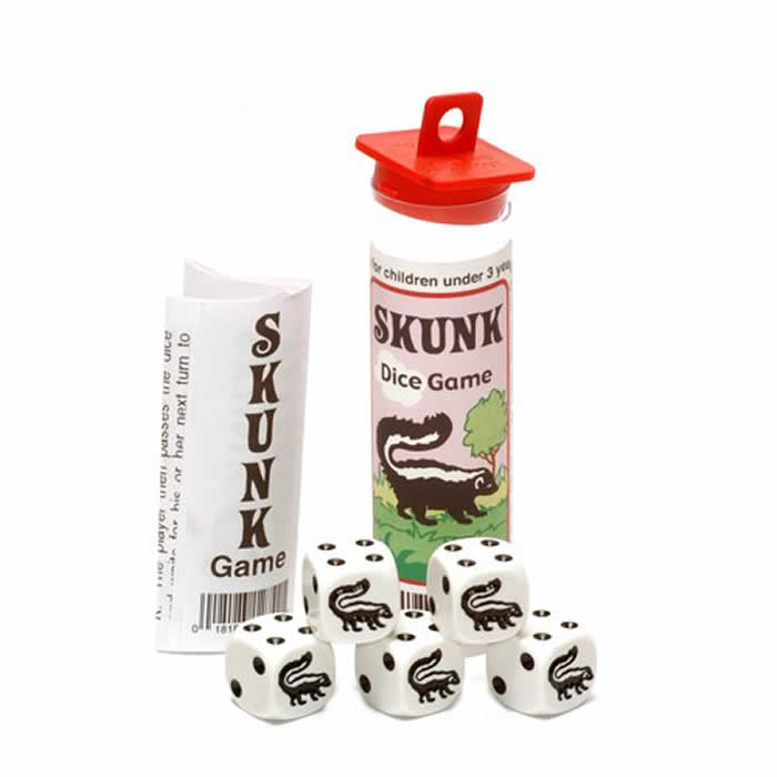 KOP12742 Skunk  Dice Game White Opaque D6 16mm (5/8in) Koplow Games (ONLINE ORDER ONLY)