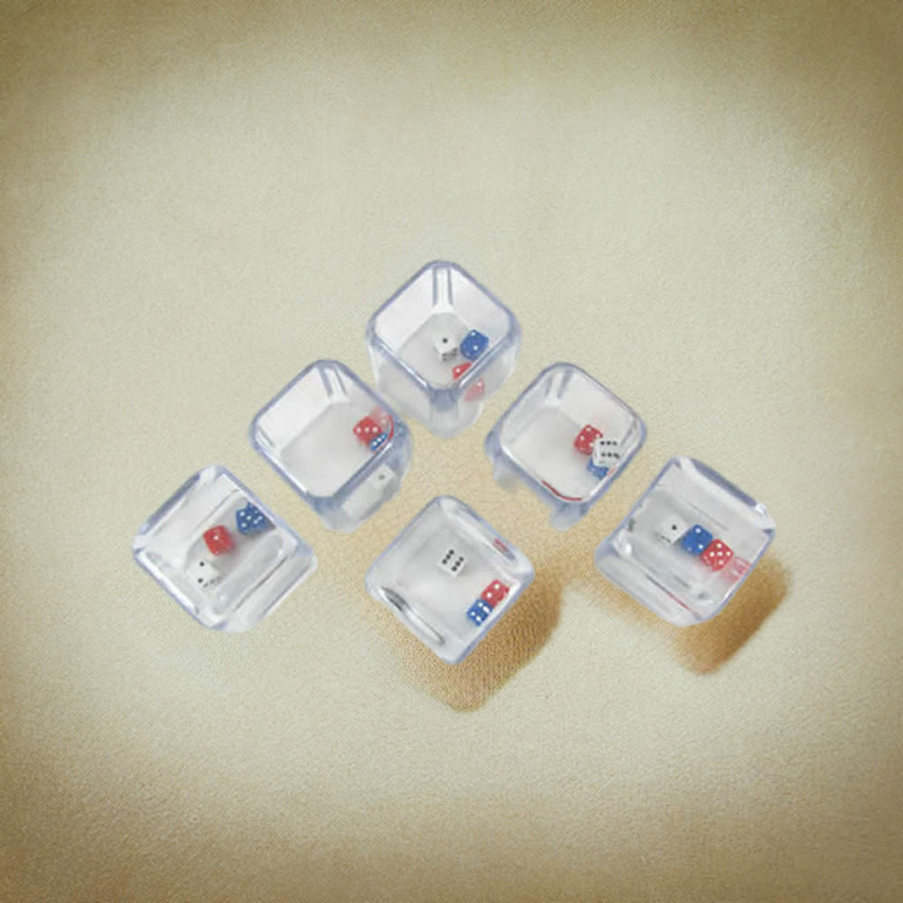 KOP12762 3 in a Cube Dice (Red-White-Blue) Clear D6 25mm (1in) Pack of 6 Dice (ONLINE ORDER ONLY)