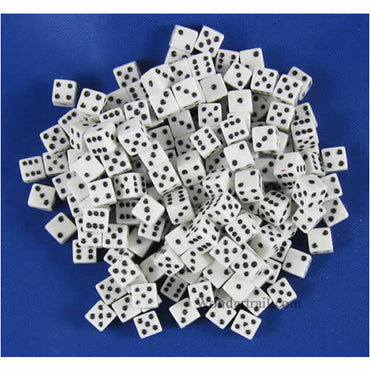 KOP12881 White Opaque Dice with Black Pips D6 5mm (13/64in) Pack of 200 (ONLINE ORDER ONLY)