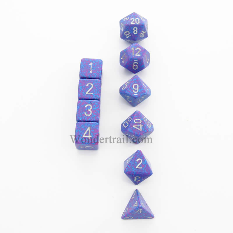 KOP13135 Silver Tetra Elemental Dice with Silver Numbers Set of 10 Dice (ONLINE ORDER ONLY)