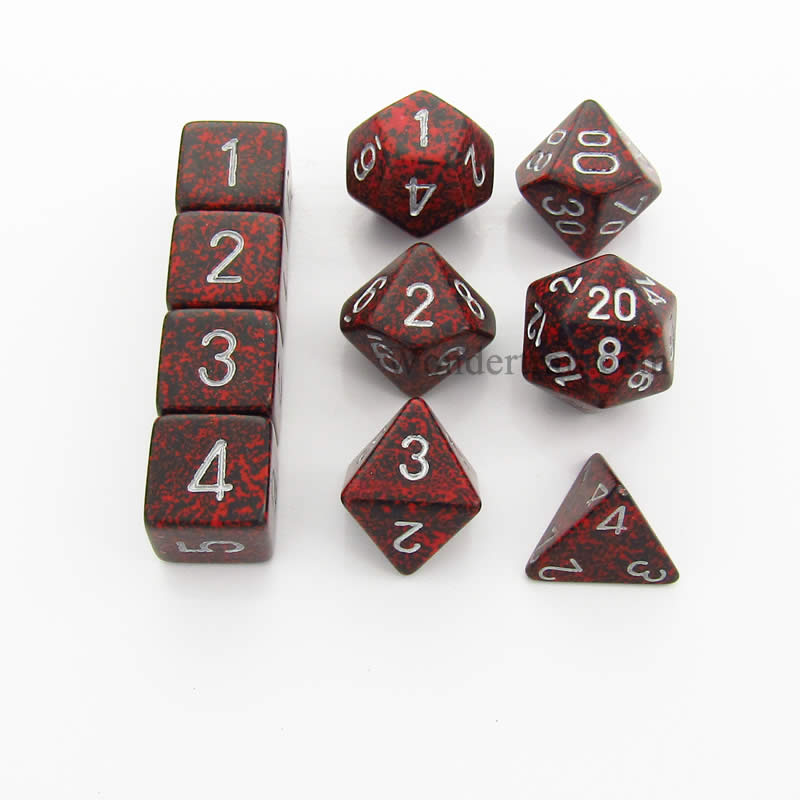 KOP13137 Silver Volcano Elemental Dice with Silver Numbers Set of 10 Dice (ONLINE ORDER ONLY)