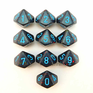 KOP13150 Blue Star Elemental Dice Blue Numbers D10 16mm (5/8) Set of 10 (ONLINE ORDER ONLY)