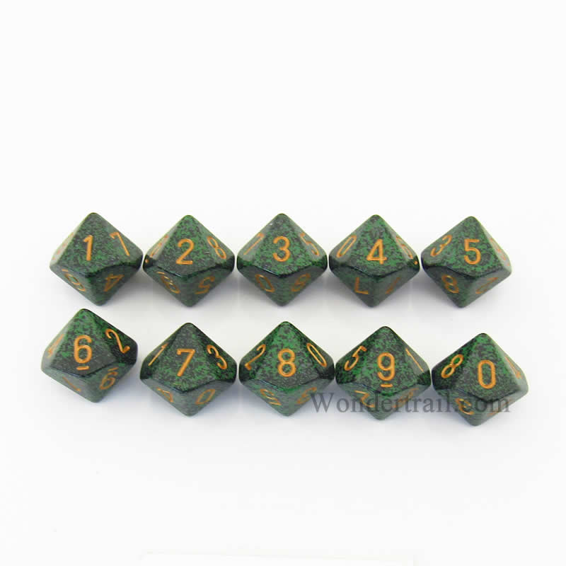 KOP13151 Gold Recon Elemental Dice Gold Numbers D10 16mm Set of 10 (ONLINE ORDER ONLY)