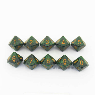 KOP13151 Gold Recon Elemental Dice Gold Numbers D10 16mm Set of 10 (ONLINE ORDER ONLY)