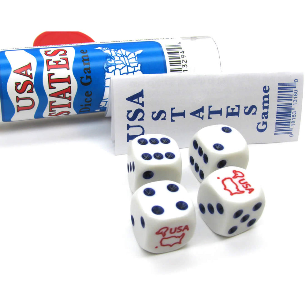 KOP13180 USA States Dice Game D6 16mm (5/8in) Koplow Games (ONLINE ORDER ONLY)