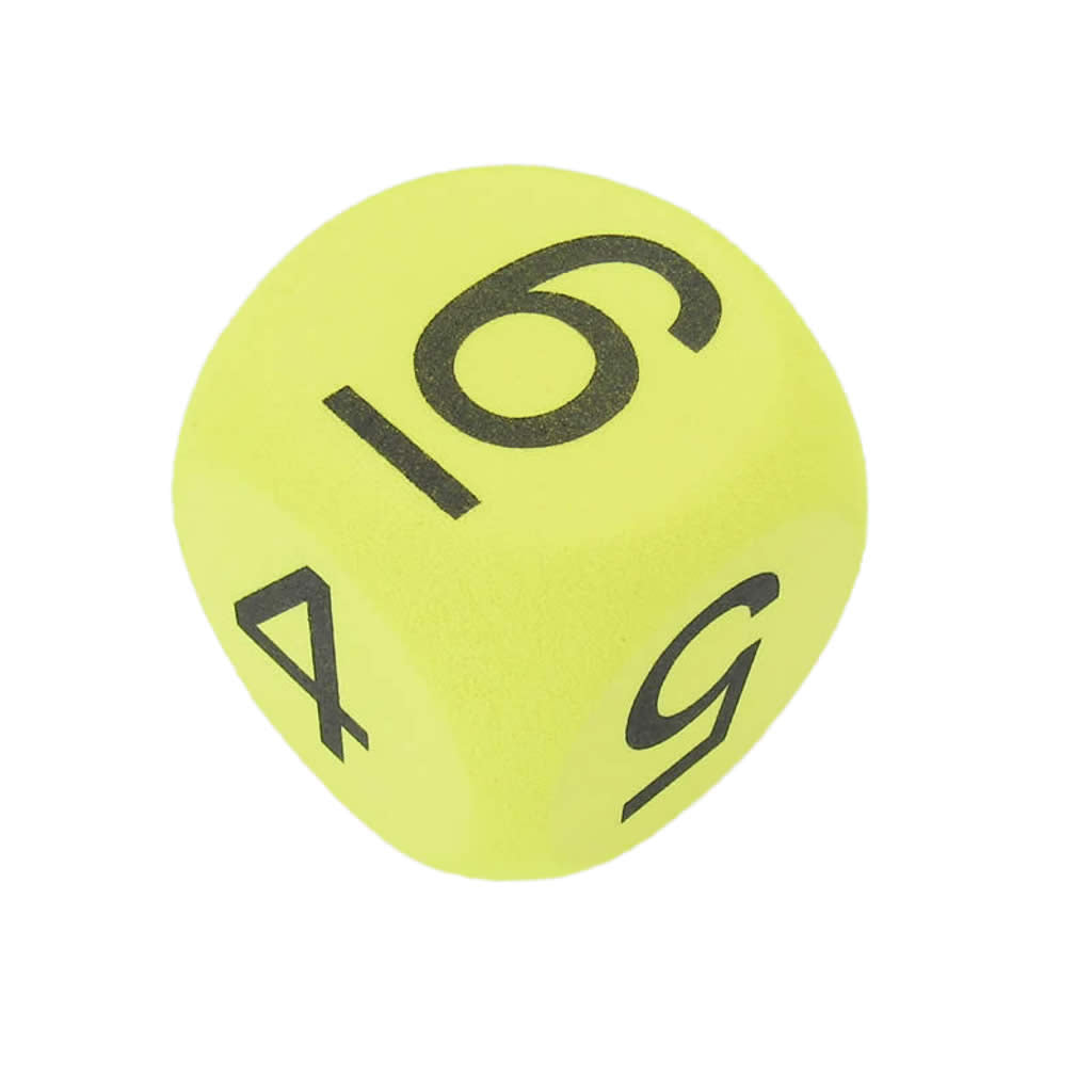 KOP13772 Yellow Opaque Foam Die Black Numbers D6 50mm Pack of 1 Die (ONLINE ORDER ONLY)