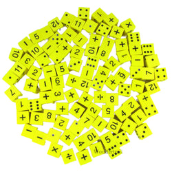KOP14232 Assorted Math Foam Dice Yellow D6 25mm (1in) Bulk Pack of 100 Dice (ONLINE ORDER ONLY)