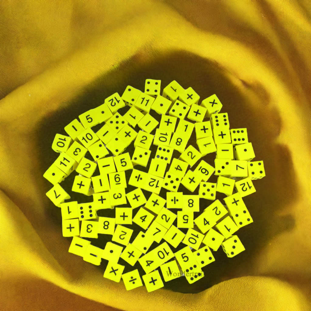 KOP14232 Assorted Math Foam Dice Yellow D6 25mm (1in) Bulk Pack of 100 Dice (ONLINE ORDER ONLY)