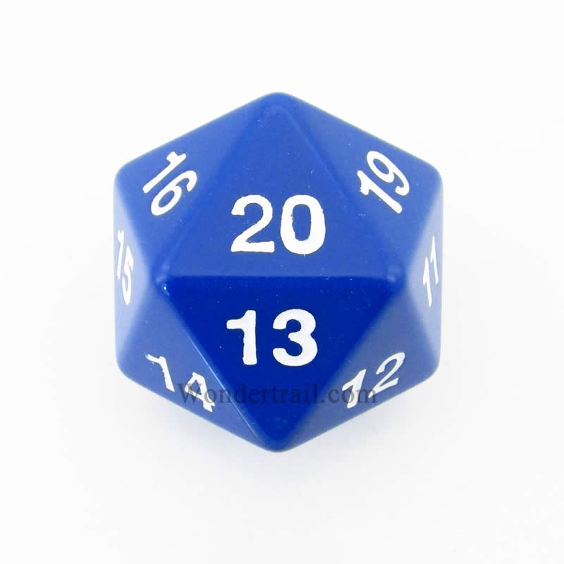 KOP14797 Blue Countdown Die White Numbers D20 55mm (2.17in) Pack of 1 (ONLINE ORDER ONLY)