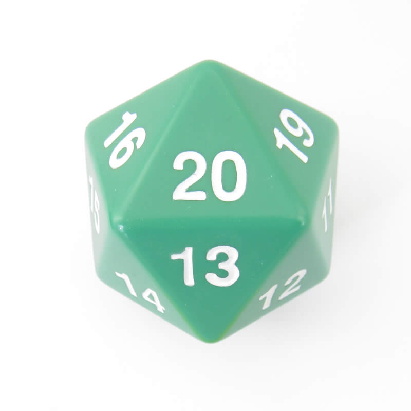 KOP14798 Green Countdown Die White Numbers D20 55mm (2.17in) Pack of 1 (ONLINE ORDER ONLY)