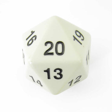 KOP14799 Ivory Countdown Die Black Numbers D20 55mm (2.17in) Pack of 1 (ONLINE ORDER ONLY)