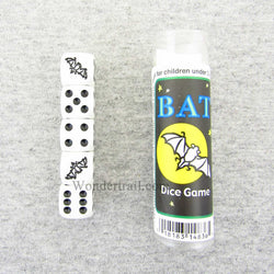 KOP14836 Bat Dice Game White Opaque Dice with Black Pips D6 16mm (ONLINE ORDER ONLY)