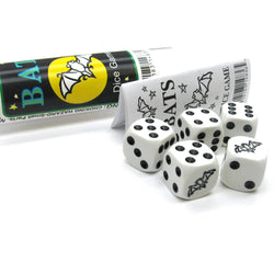 KOP14836 Bat Dice Game White Opaque Dice with Black Pips D6 16mm (ONLINE ORDER ONLY)