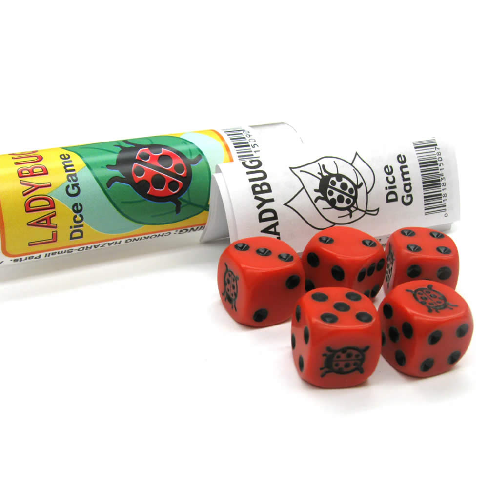 KOP15087 Ladybug Dice Game Red Opaque Dice with Black Pips D6 16mm (ONLINE ORDER ONLY)