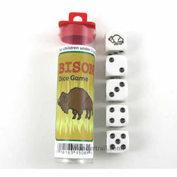 KOP15089 Bison Dice Game White Opaque Dice with Black Pips D6 16mm (ONLINE ORDER ONLY)