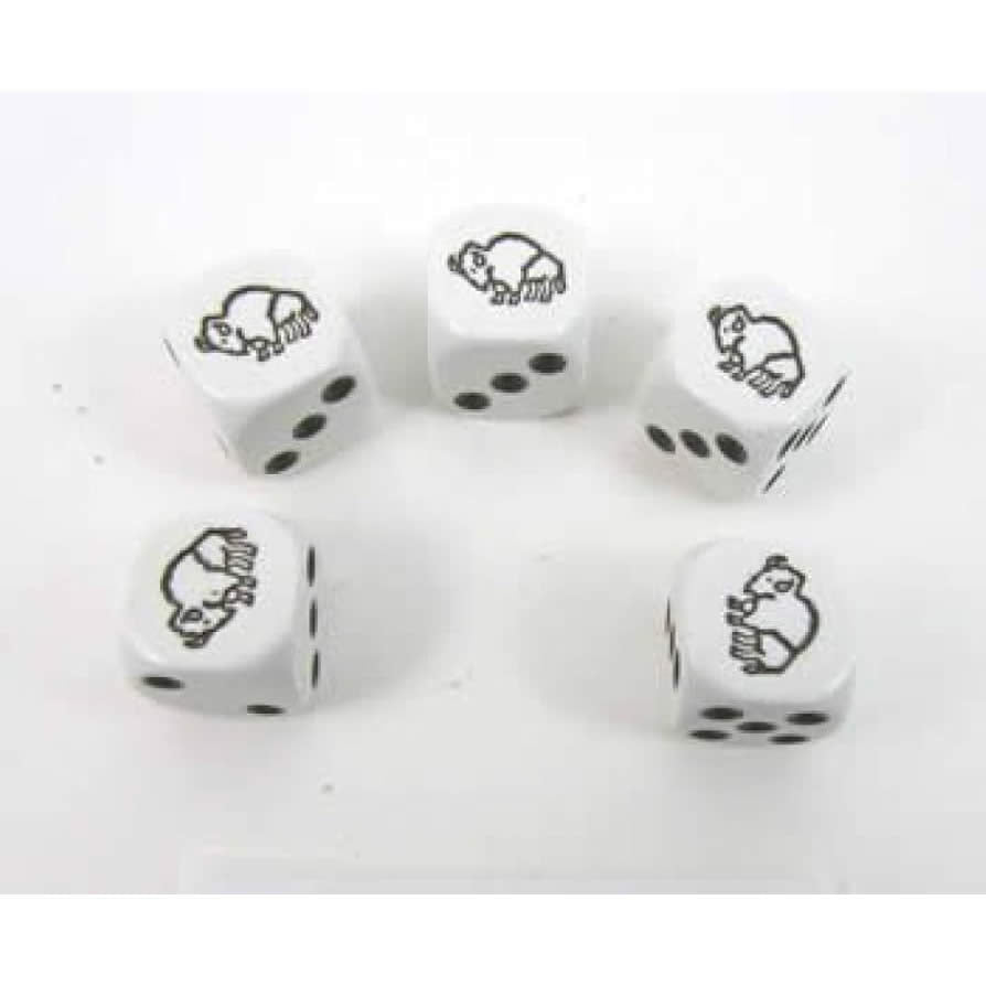 KOP15089 Bison Dice Game White Opaque Dice with Black Pips D6 16mm (ONLINE ORDER ONLY)