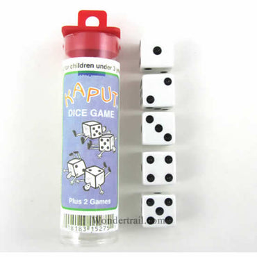 KOP15275 Kaput Dice Game White Opaque Dice with Black Pips D6 16mm (ONLINE ORDER ONLY)