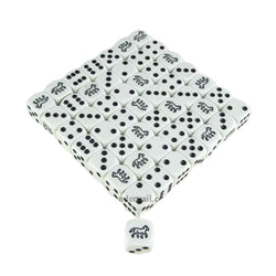KOP15519 Black Horse Dice White Opaque with Black Pips D6 16mm (5/8in) Bulk Pack of 50 Dice (ONLINE ORDER ONLY)