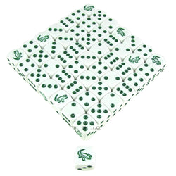 KOP15534 Alligator Dice White Opaque with Green Pips D6 16mm (5/8in) Bulk Pack of 50 Koplow Games (ONLINE ORDER ONLY)