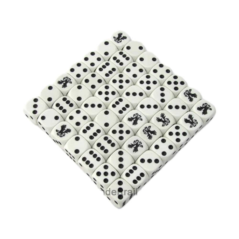 KOP15535 Eagle Dice White Opaque Black Pips D6 16mm Bulk Pack of 50 (ONLINE ORDER ONLY)