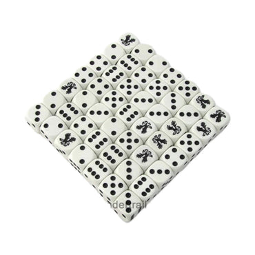KOP15535 Eagle Dice White Opaque Black Pips D6 16mm Bulk Pack of 50 (ONLINE ORDER ONLY)