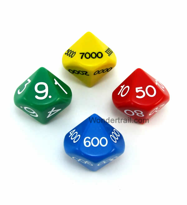 KOP15895 Place Value Dice Assorted Colors Numbers D10 29mm Pack of 4 (ONLINE ORDER ONLY)