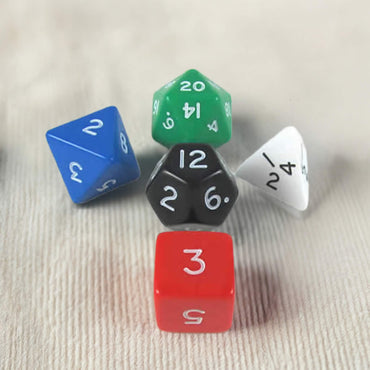 KOP16126 Platonic Jumbo Dice Assorted Colors Numbers 24mm Set of 5 (ONLINE ORDER ONLY)