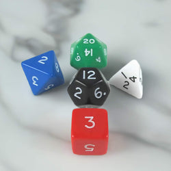KOP16126 Platonic Jumbo Dice Assorted Colors Numbers 24mm Set of 5 (ONLINE ORDER ONLY)