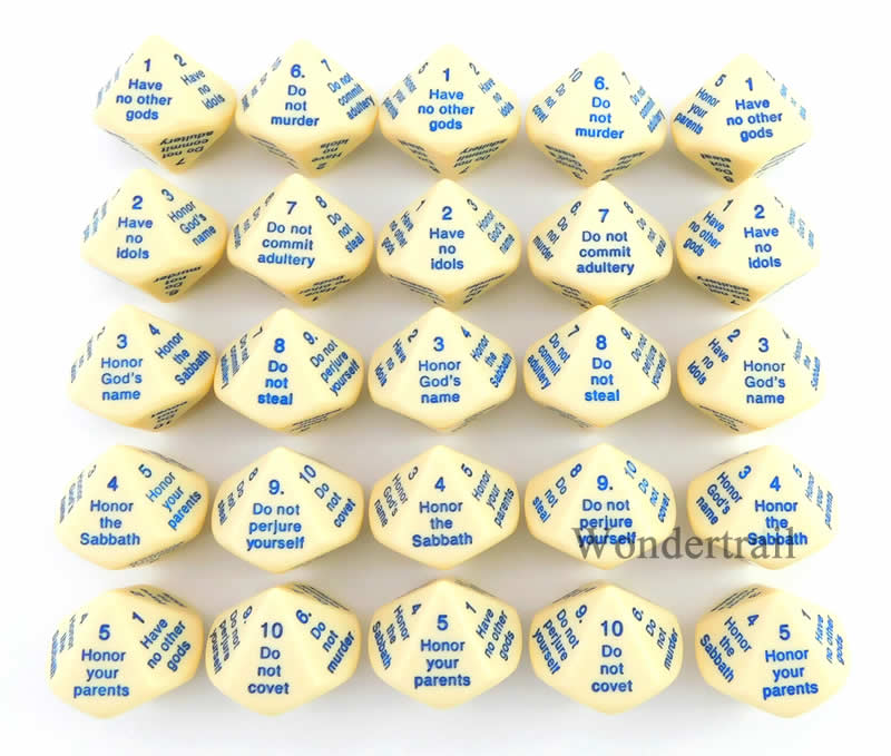 KOP16865 The Ten Commandments Dice D10 29mm (1.14in) Bulk Pack of 25 (ONLINE ORDER ONLY)