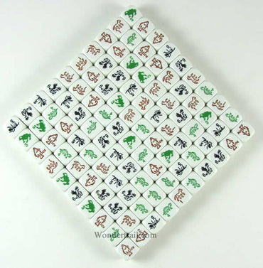 KOP17277 Species Dice White with Colored Animals D6 16mm Pack of 100 (ONLINE ORDER ONLY)