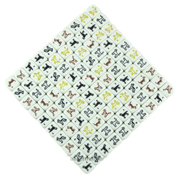 KOP17278 Dog Dice White with Colored Dogs D6 16mm (5/8in) Pack of 100 (ONLINE ORDER ONLY)