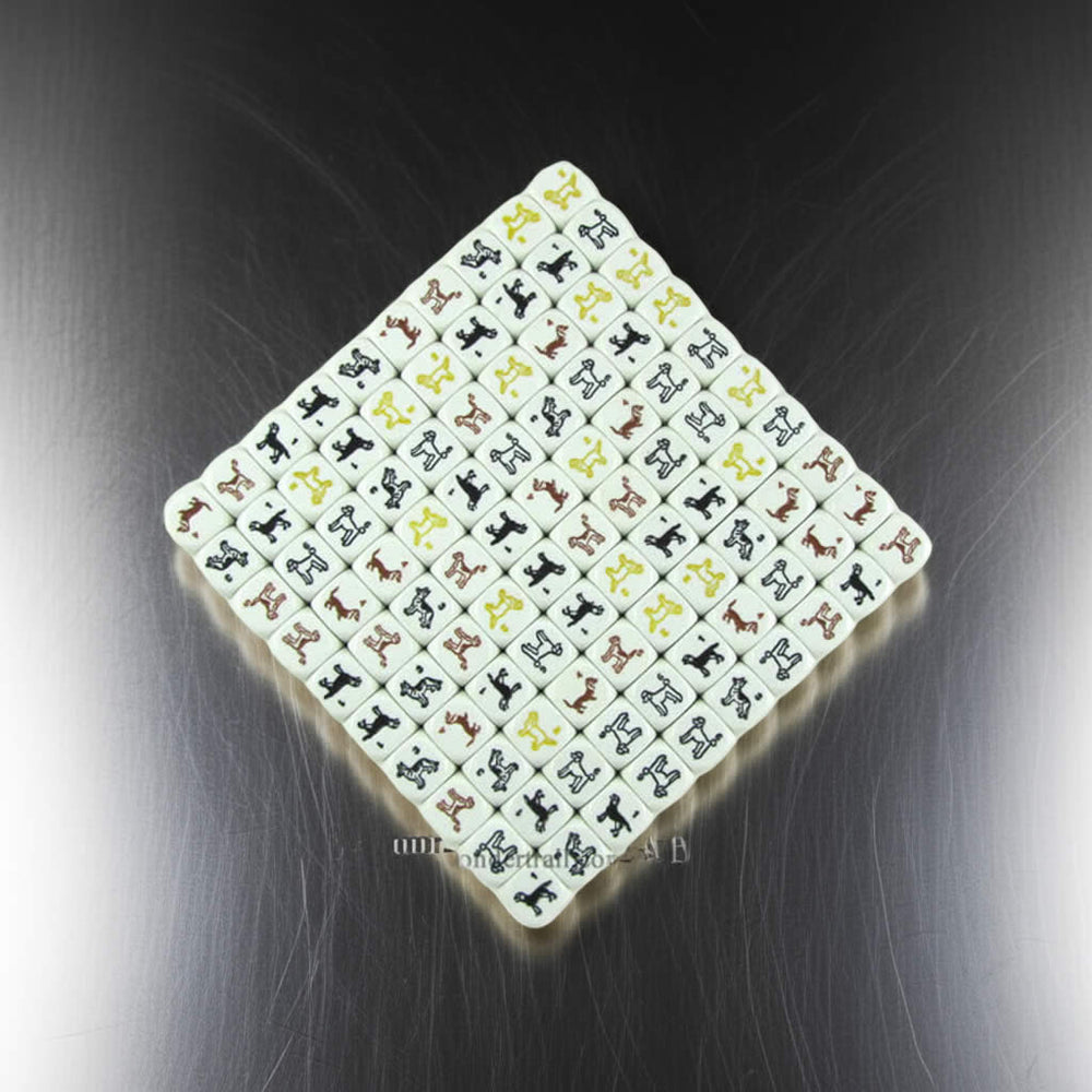 KOP17278 Dog Dice White with Colored Dogs D6 16mm (5/8in) Pack of 100 (ONLINE ORDER ONLY)