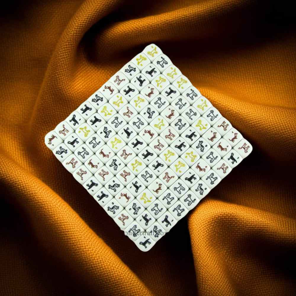KOP17278 Dog Dice White with Colored Dogs D6 16mm (5/8in) Pack of 100 (ONLINE ORDER ONLY)