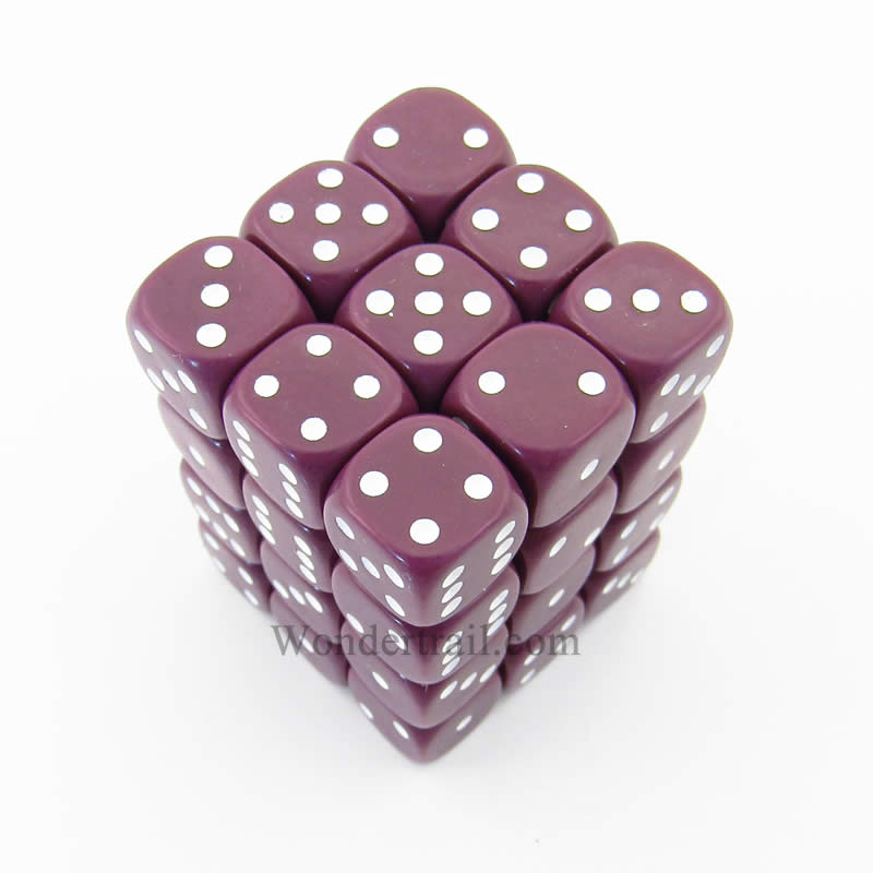 KOP17411 Purple Opaque Dice with White Pips D6 12mm (1/2in) Pack of 36 Koplow Games (ONLINE ORDER ONLY)