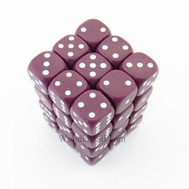 KOP17411 Purple Opaque Dice with White Pips D6 12mm (1/2in) Pack of 36 Koplow Games (ONLINE ORDER ONLY)