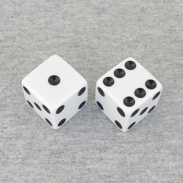 KOP17818 White Opaque Dice with Black Pips D6 25mm (1in) Pack of 2 (ONLINE ORDER ONLY)