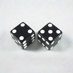 KOP17819 Black Opaque Dice with White Pips D6 25mm (1in) Pack of 2 (ONLINE ORDER ONLY)
