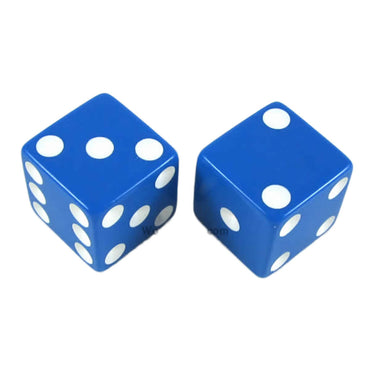 KOP17971 Blue Opaque Dice with White Pips D6 25mm (1in) Pack of 2 (ONLINE ORDER ONLY)